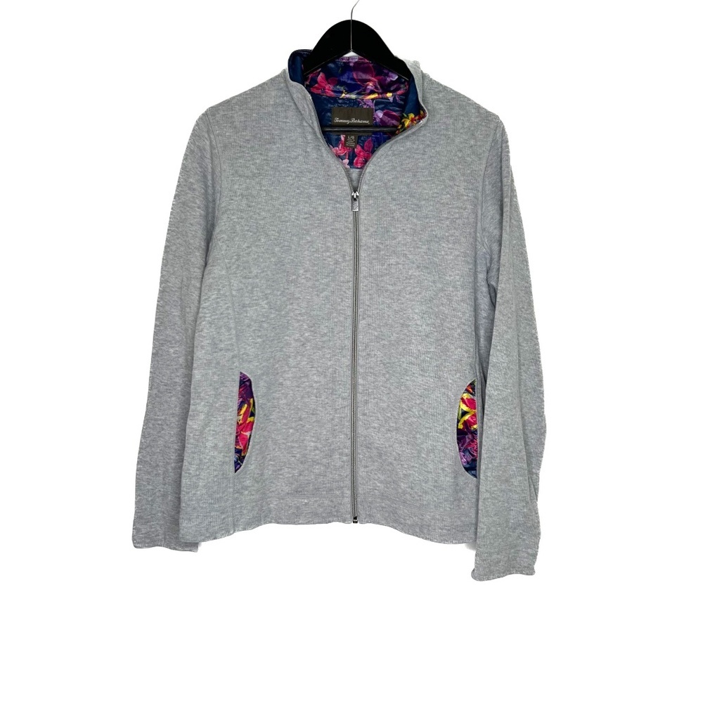 Tommy Bahama Jacket Full Zip Sweater Solid Gray